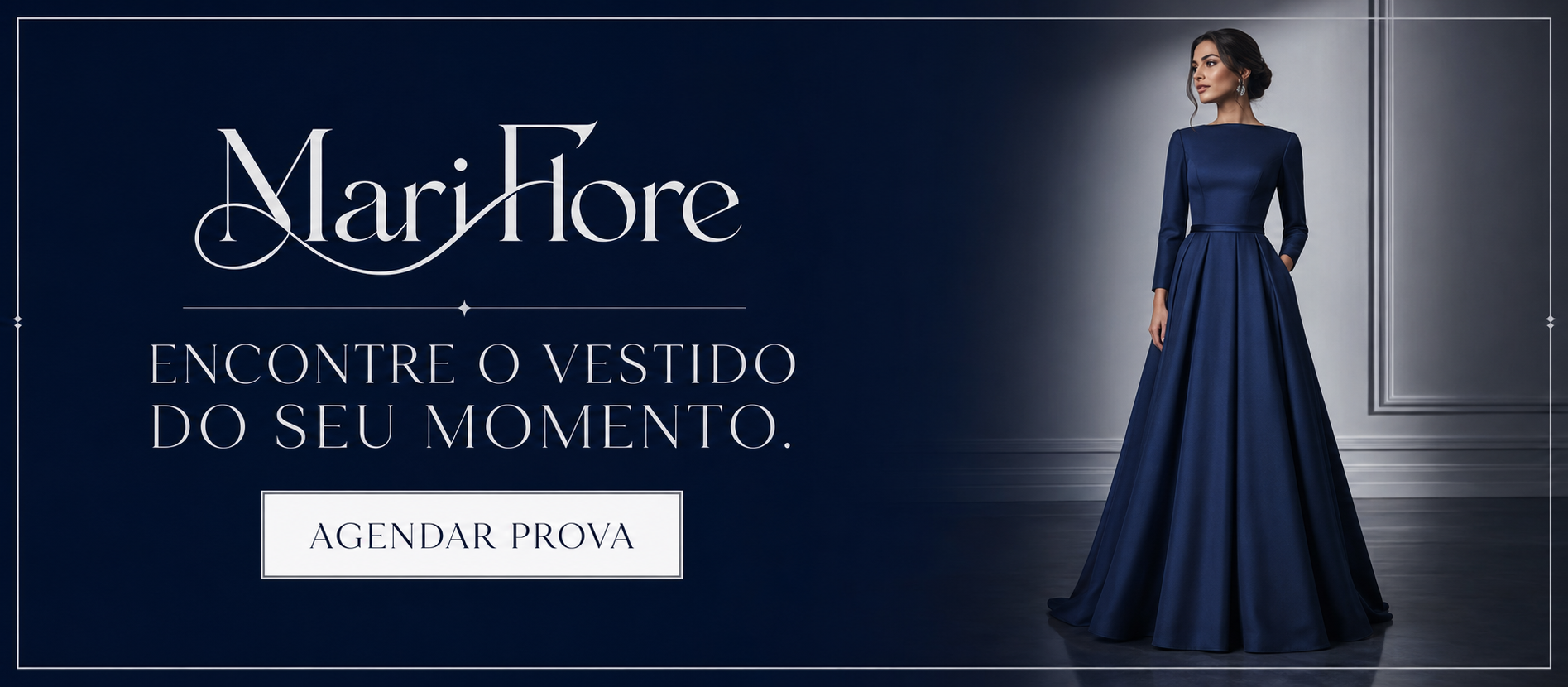 MariFlore. Encontre o vestido do seu momento. Agendar prova.